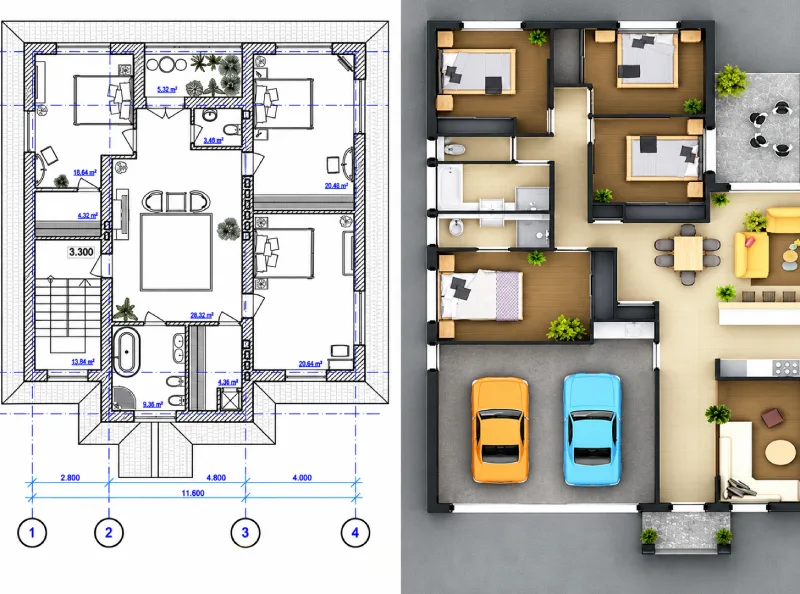 Architectural Floor Plan and 3D Elevation Design in Chennai